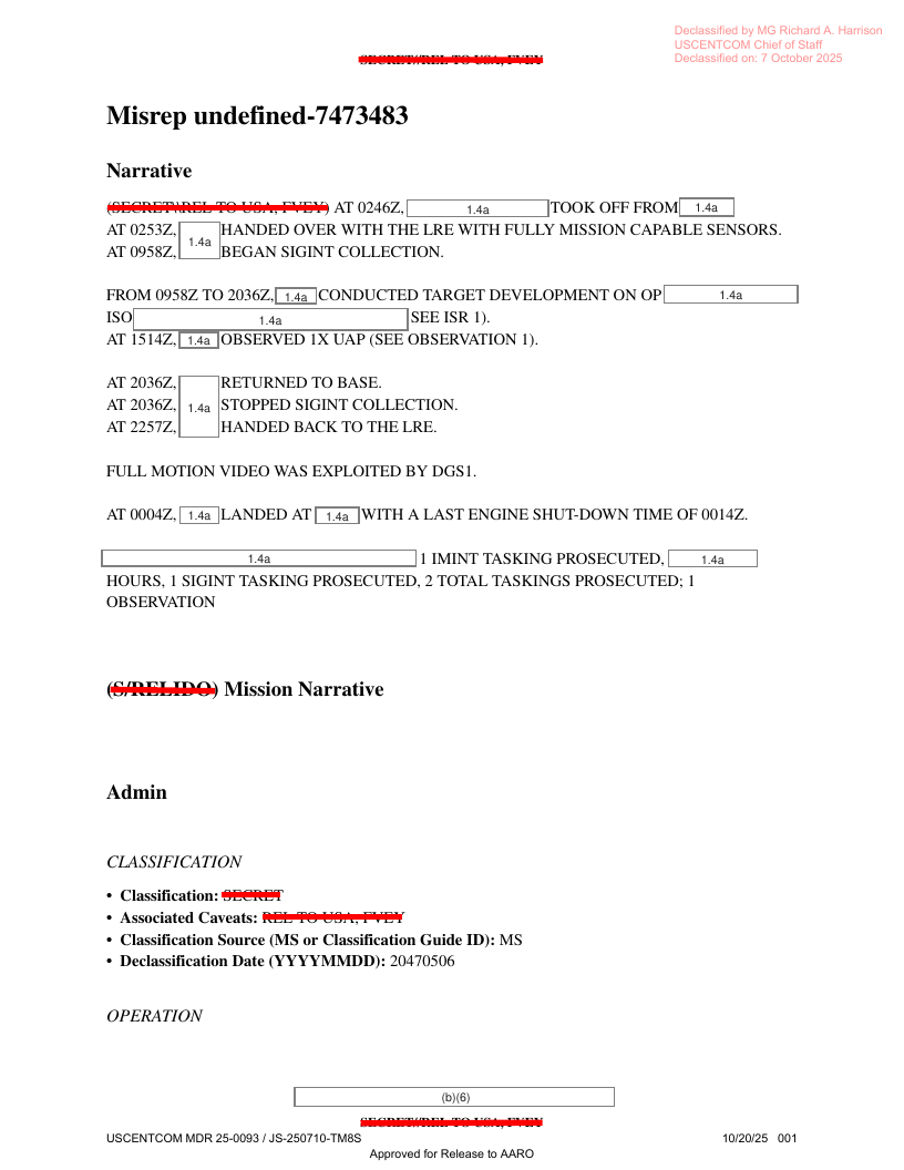 Dow Uap D10 Mission Report Middle East May 2022