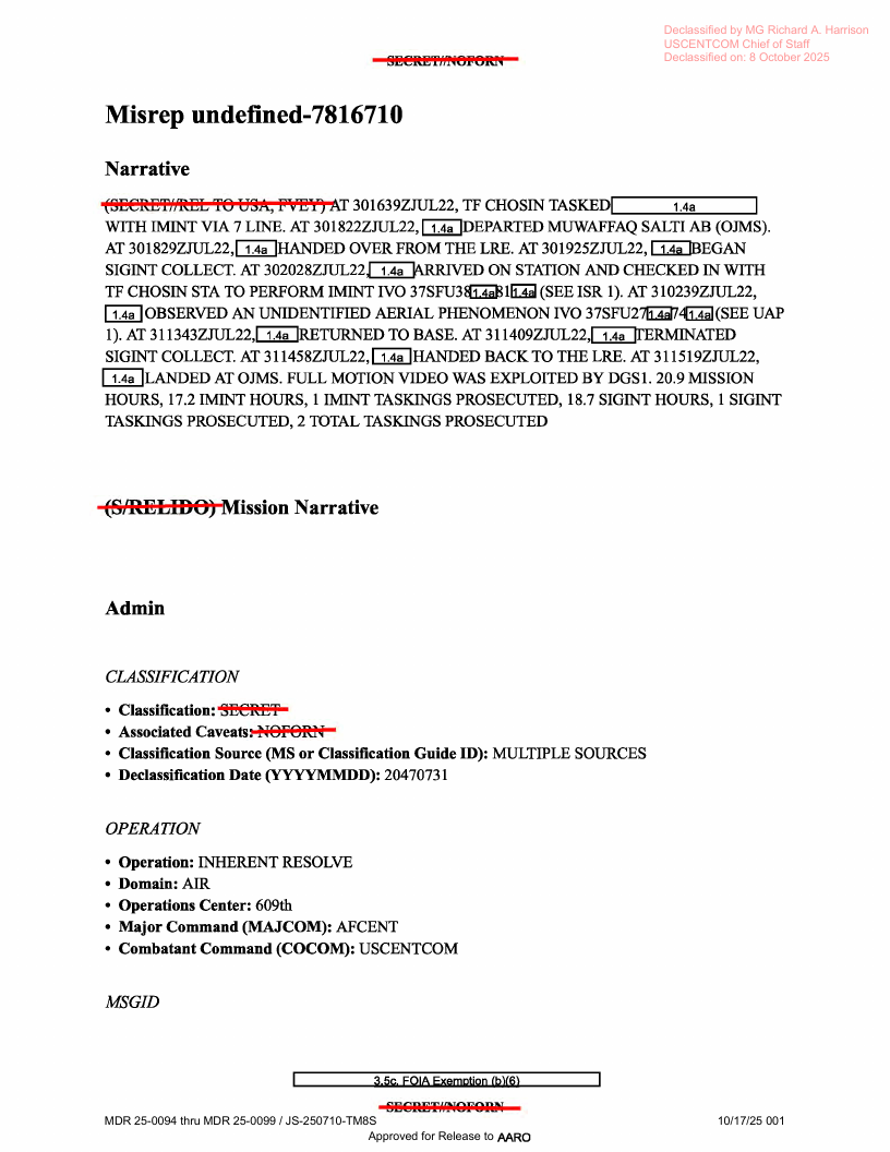 Dow Uap D16 Mission Report Syria July 2022