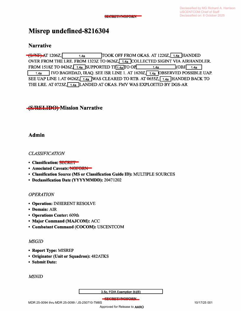 Dow Uap D18 Mission Report Iraq December 2022