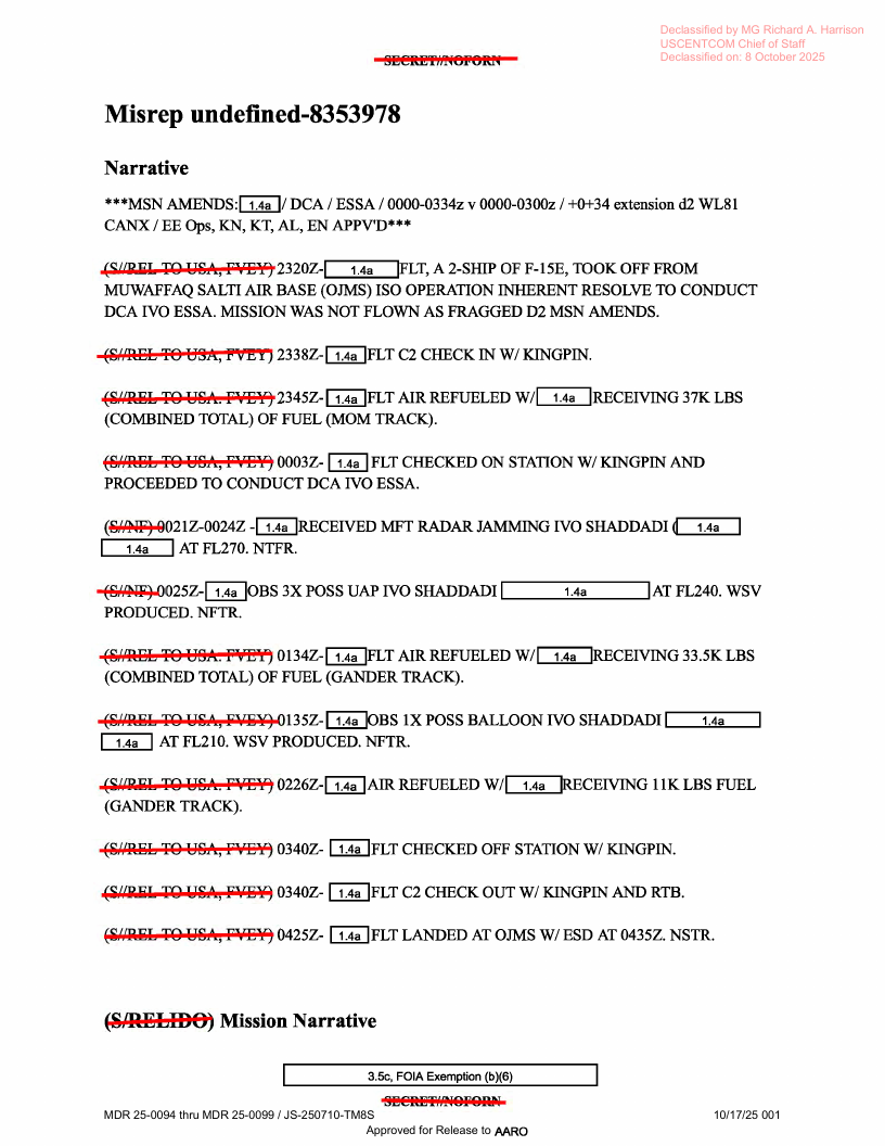 Dow Uap D19 Mission Report Syria February 21 2023