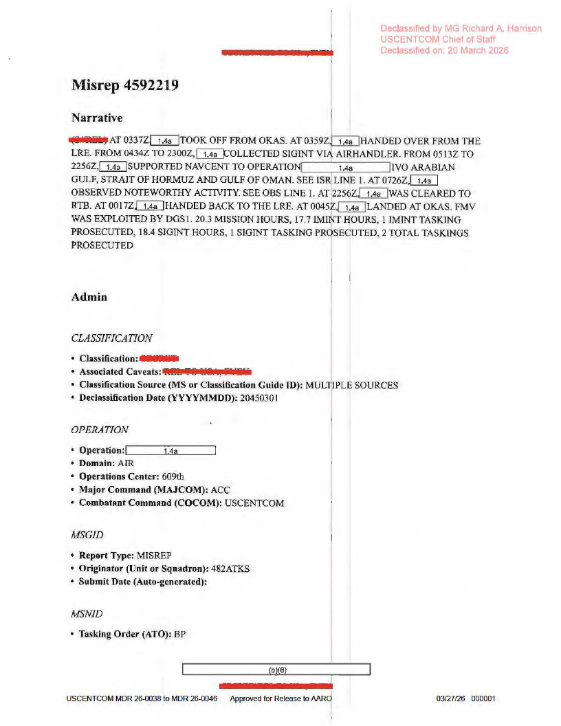 Dow Uap D60 Mission Report Persian Gulf August 2020
