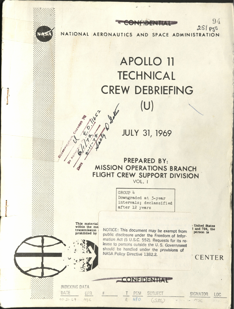 Nasa Uap D4 Apollo 11 Technical Crew Debriefing 1969